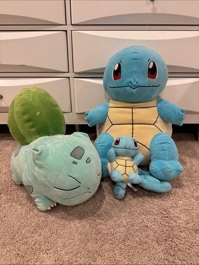 Pokemon Plush Set - Blue Squirtle mini & XL & Bulbasaur XL